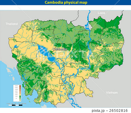 Vector illustration of  Cambodia physical map 26502816