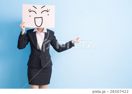 business woman take billboard 26507422