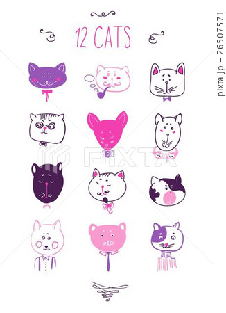 Set of cats heads. Face Vector illustration 26507571