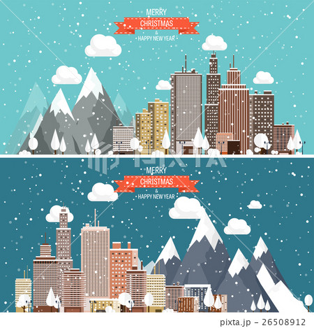 Vector illustration. Winter urban landscape. City 26508912