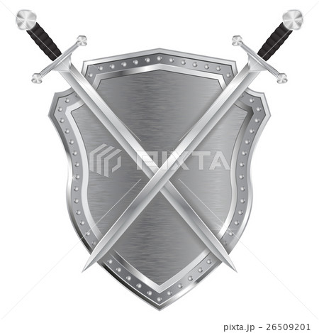Metal shield and swords  26509201