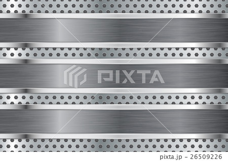 Metal perforated background with plate and chrome Metal perforated background with plate and chrome 26509226