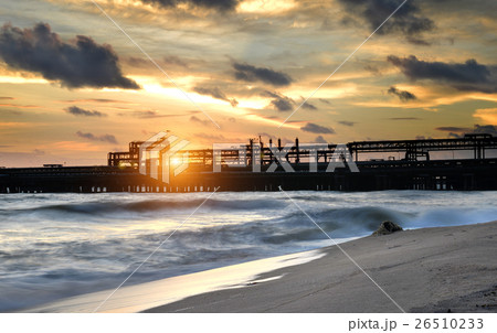 silhouette bridge and wide landscape silhouette bridge and wide landscape 26510233