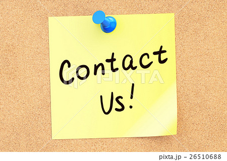Contact us text on a sticky note pinned 26510688