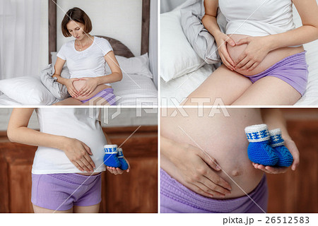 Pregnant woman, hands on belly. Collage of Pregnant woman, hands on belly. Collage of 26512583