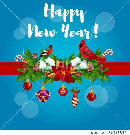 New Year poster with red cardinals 26513352
