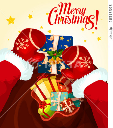 Santa Claus with gift bag Christmas card design Santa Claus with gift bag Christmas card design 26513398