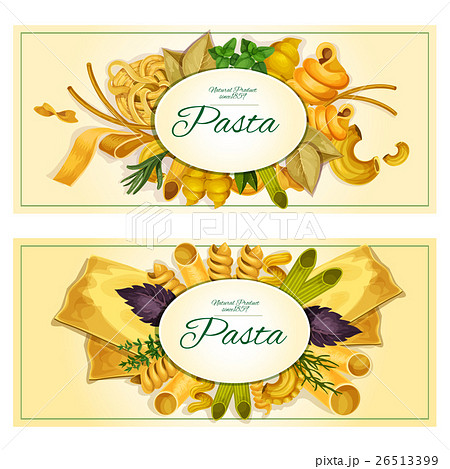 Pasta vector banners of macaroni, spaghetti 26513399