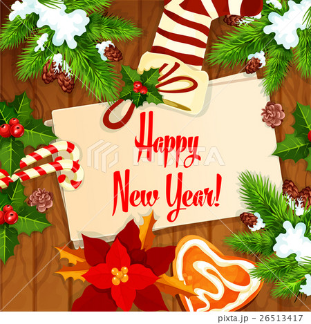 New Year tree and stocking background 26513417