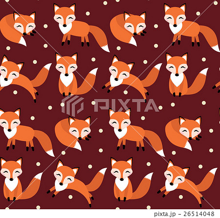 Cute fox seamless pattern. Foxy endless background 26514048