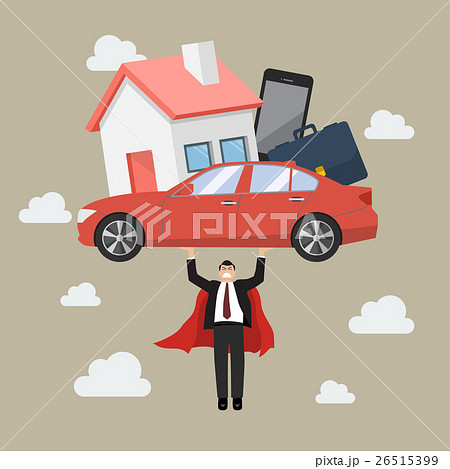 Businessman superhero carrying debt burden Businessman superhero carrying debt burden 26515399