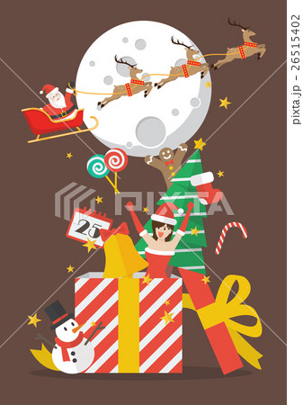 Merry christmas out of big gift box 26515402