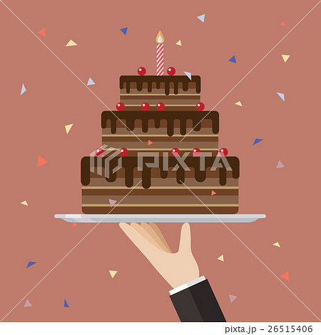 Waiter serving a chocolate cake 26515406