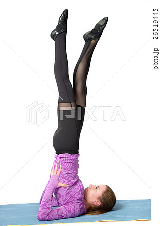 Shoulderstand or niralamba sarvangasana. Side view 26519445