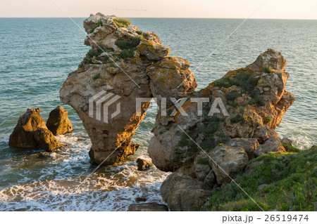 Arch of large stones in the Sea Azov on Generals 26519474