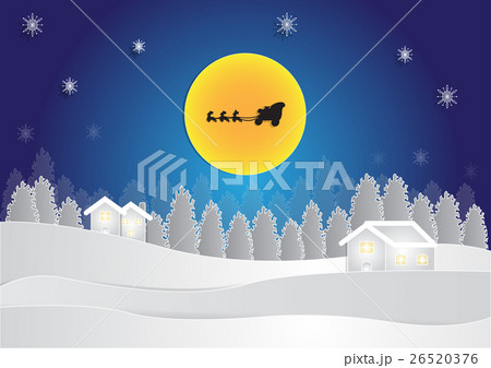 winter season at night background with house 26520376