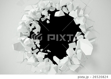 Cracked, destruction of a white wall, template for Cracked, destruction of a white wall, template for 26520824