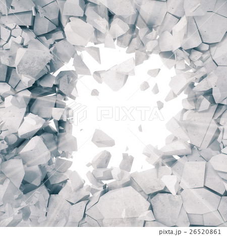 3d rendering, explosion, broken concrete wall 26520861