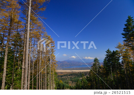 【山梨県】紅葉の滝沢林道から見た山中湖 26521515