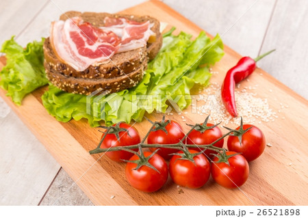 Healthy breakfast on wooden table 26521898