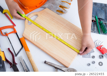 Technician use Measuring Tape Technician use Measuring Tape 26522455