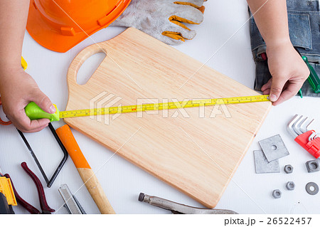 Technician use Measuring Tape Technician use Measuring Tape 26522457