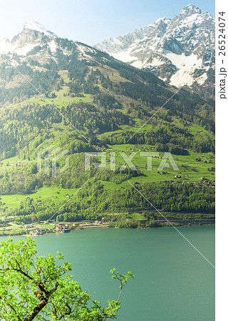 Mountain and lake in the morning landscape 26524074