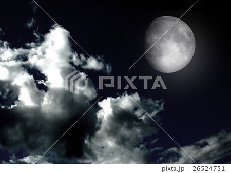 The moon in the night sky in clouds 26524751