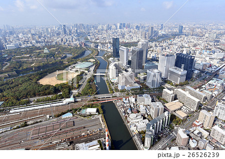 大阪城とOBPを空撮 26526239