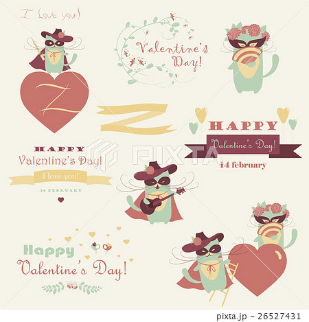 Set of couple funny valentine cats Set of couple funny valentine cats 26527431
