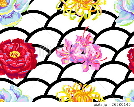 Seamless pattern with China flowers. Bright buds Seamless pattern with China flowers. Bright buds 26530149