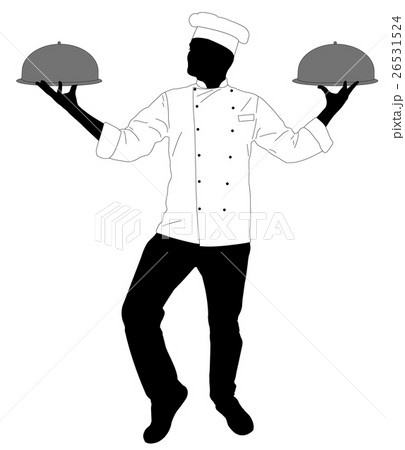 Kitchen Chef Serving A Meal Silhouetteのイラスト素材