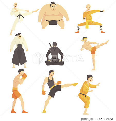 Martial Arts Fighters Performing Different 26533478