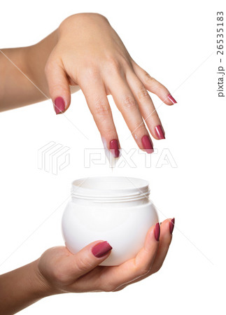 Hands with jar cosmetic cream 26535183