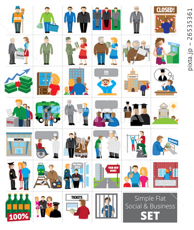 Simple Flat Social and Business icon set 26535361