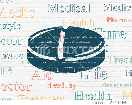 Healthcare concept: Pill on wall background Healthcare concept: Pill on wall background 26536640
