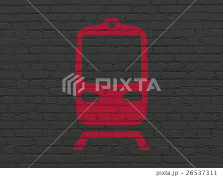 Tourism concept: Train on wall background 26537311