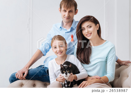 Positive pretty girl holding a cat Positive pretty girl holding a cat 26538987