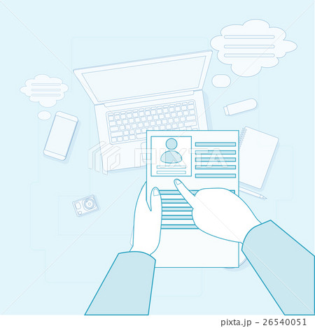 Hands Hold CVV Resume Employment Workplace Desk 26540051