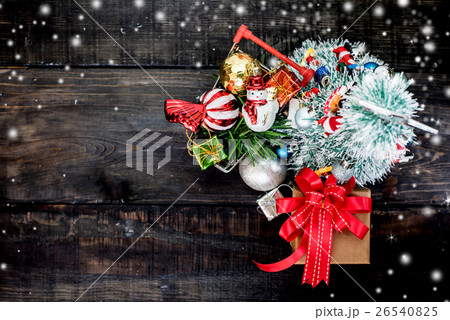 Christmas decoration with wood background 26540825