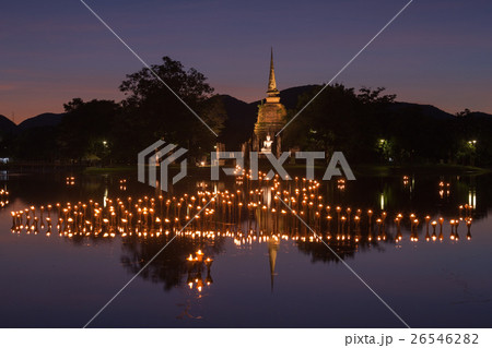 light in Buddha Statue in Loy Kratong Festival 26546282