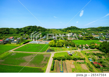 一宮町　東浪見付近の里山風景を空撮 26547564