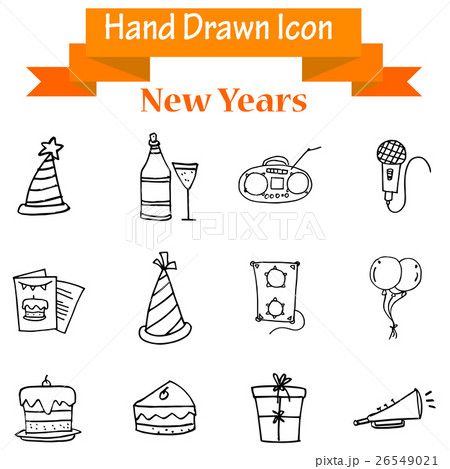 Collection of New Year object hand draw 26549021