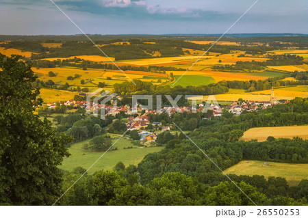 Picturesque valley at sunset. Burgundy, France 26550253
