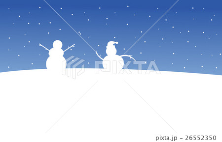 Snowman on the hill at night Christmas scenery 26552350