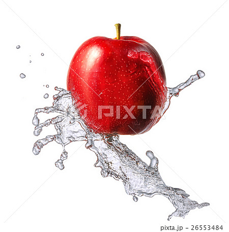Water splash with apple isolated 26553484