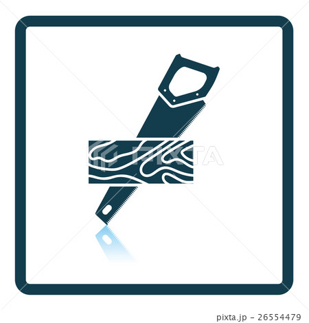 Handsaw cutting a plank icon Handsaw cutting a plank icon 26554479
