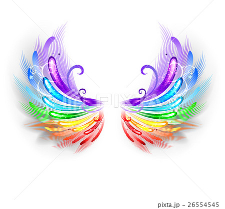 Rainbow Wings On A White Backgroundのイラスト素材 26554545 Pixta