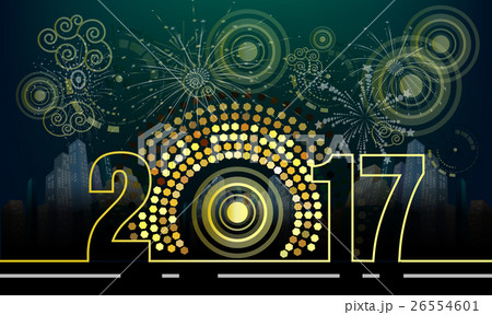 Happy new year 2017 and merry christmas, fireworks Happy new year 2017 and merry christmas, fireworks 26554601