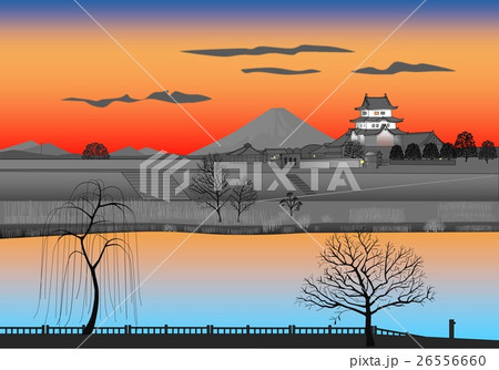 関宿城夕焼け 26556660